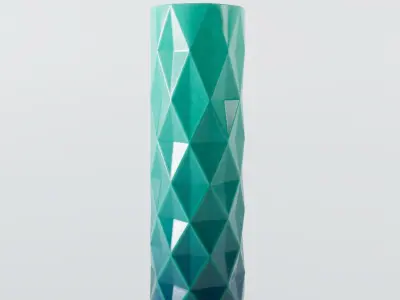 Vase with geometric pattern in orange and turquoise 3D model