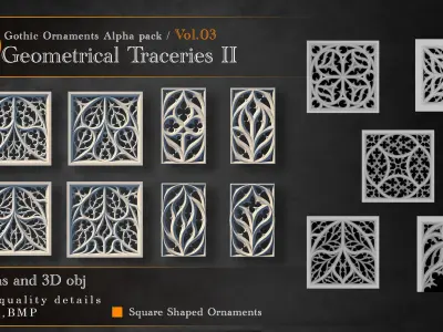 Gothic Ornaments Alpha and Obj Pack 3D Model Collection
