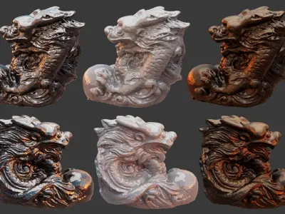 Chinese Loong sculpture decoration 3D model