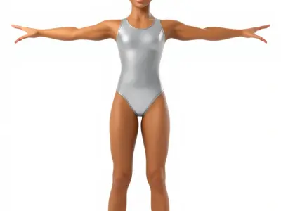 Youthful Athletic Character in Bodysuit  Rigged and Animated Low-poly 3D model