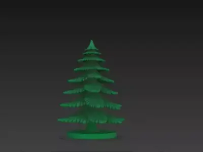 Green Christmas Tree 3D Model Festive Podium Scene 3D print model