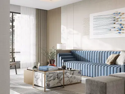 chinese living room dining room interior scenes 15 3D model