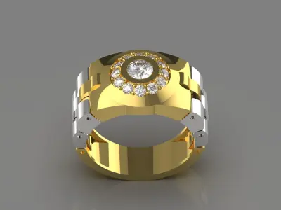 Luxury man Rolex design diamond ring model ror0015 3D print model
