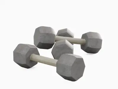 Concrete Dumbbell 04 Low-poly 3D model