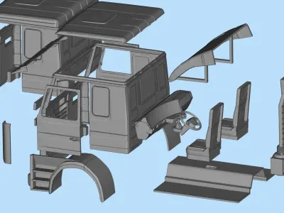 Cabin Printable Old Truck 3D Model STL 3D print model