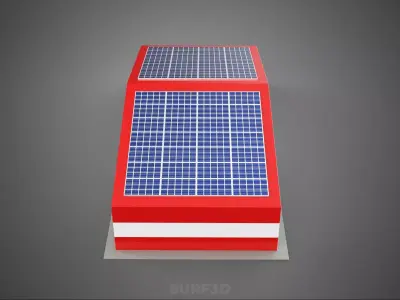 SOLAR ROOFTOP TRUCK FIRE ENGINE GARAGE STATION HOUSE OFFICE GATE 3D model