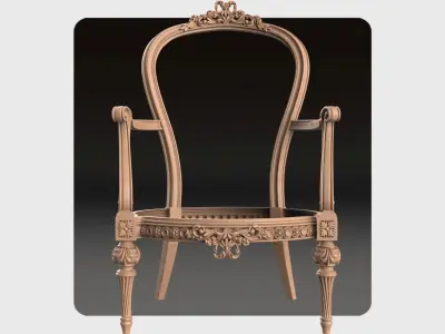 Carved  single sofa for cnc 15 3D model