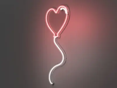 Heart Balloon - Neon Sign 3D model