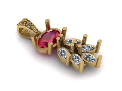 Crimson Elegance Charms Pendant 3D Printable Model 3D print model