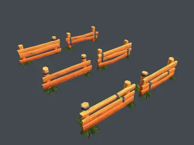 Low Poly Farm Fence Low-poly 3D model