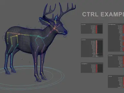 Deer Animated FUR UNREAL project - plus maya base rig 3D model