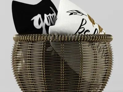Pillow set 23 Pillow in basket 3D model