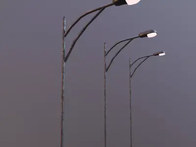 Low Poly Streetlight with single bulb Low-poly 3D model