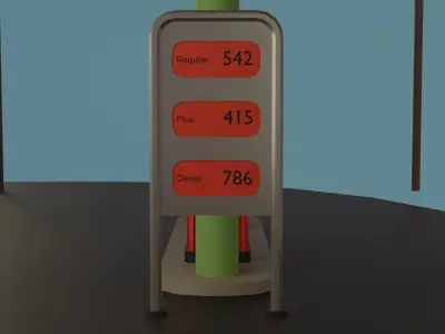 Gas station Low-poly 3D model