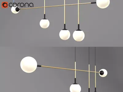 Golden and Black Ball Ceiling Light 3D model