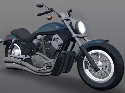 Harley Davidson Bike 3D Model Game Ready Asset Low-poly 3D model