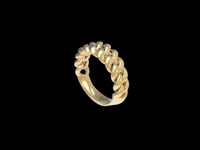  Cuban Chain Link Band Ring  3D print model