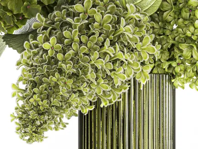 Bouquet of green flowers in a vase hydrangea lilac 321 3D model