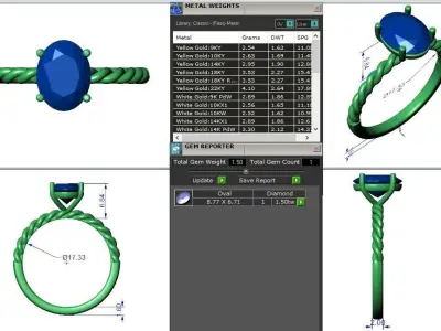 Engagement ring Victoria oval 3D print model