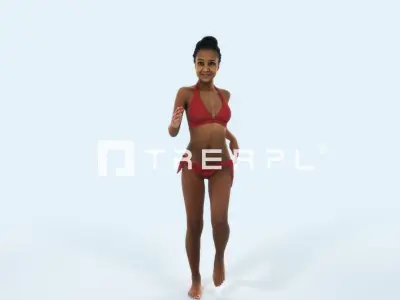 May 05I Running Jogging Beach Sport African American Woman Low-poly 3D model