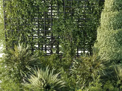 A Garden of Plants shrubs and palms - outdoor garden set 187 Low-poly 3D model