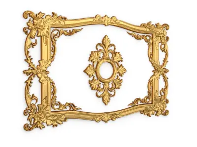 Plaster decorative frame ornament 04 3D model