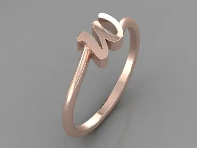 Alphabet Ring W 3D print model