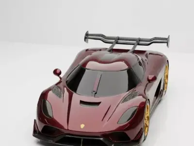 Stylized Crimson Velocity Hypercar 3D Model Low-poly 3D model