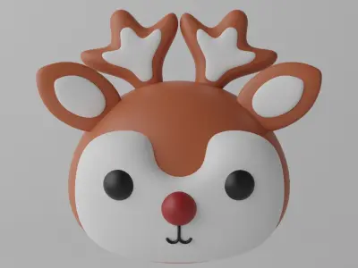 Cartoon Cute Deer Head 3D model