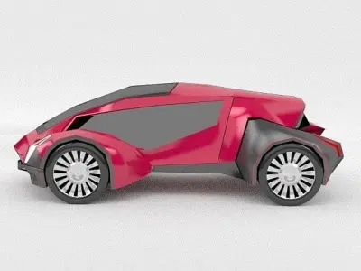 CyberFish futuristic concept vehicle Low-poly 3D model