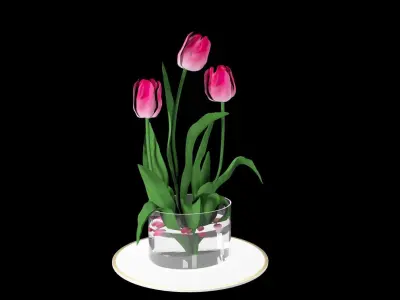 Pink tulips  3D model