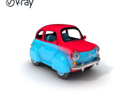 Vintage Compact Car D Model Pack Low-poly 3D model