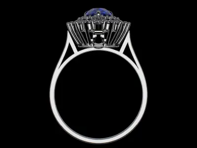 Sapphire Diamond Halo Ring and Pendant  3D print model