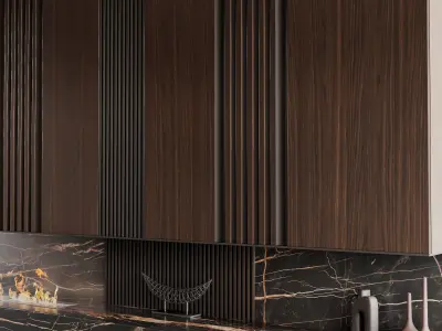 Decorated Wall With Fireplace - 2 3D model