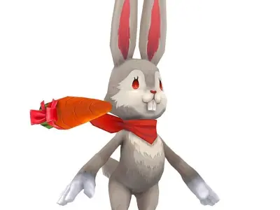 Easter Bunny Low Poly Cartoon 2023 Low-poly 3D model