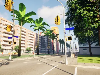 City Downtown Skyscraper Street - Unreal - Lot 07 Low-poly 3D model
