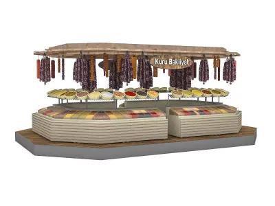 dry food and pulses market 3D model Low-poly 3D model