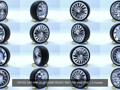 ORTAS CAR RIM 45-46 GAME READY RIM TIRE AND DISC 3D Model Pack