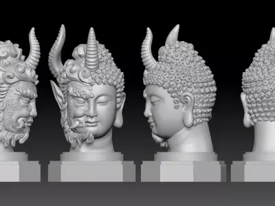 Good and evil face  3D print model