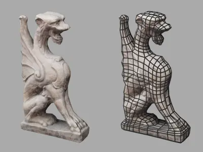 Gargoyle Statue Low-poly 3D model