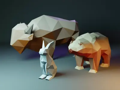Polygon Spirit Animals  Low Poly Pack Low-poly 3D model