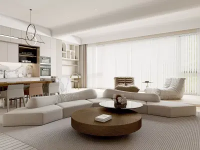 Modern living room dining room interior scenes 558 3D model