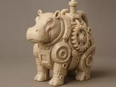 Industrial Hippo Sculpture 3D print model
