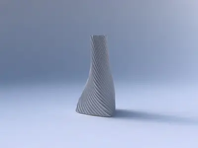 Vase twist tilted triangle with bent extruded lines 3D print model