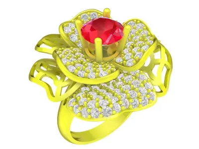 Luxury Floral Cluster Gemstone Ring for Women 6122 3D print model