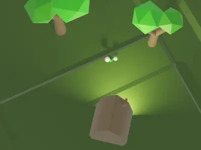 World house and trees in maze Low-poly 3D model