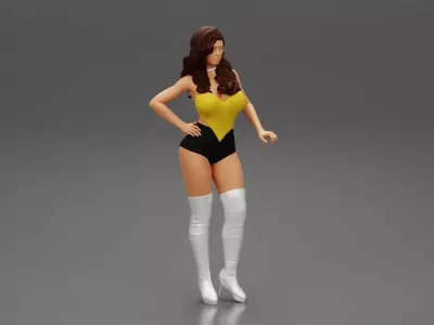 Sexy woman in a long boots and mini short 3D print model