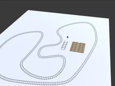 Rail line sample Low-poly 3D model