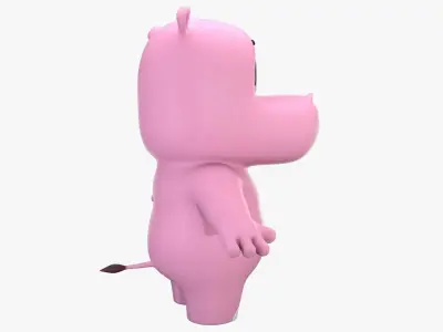 Cartoon Hippo Low-poly 3D model buy
