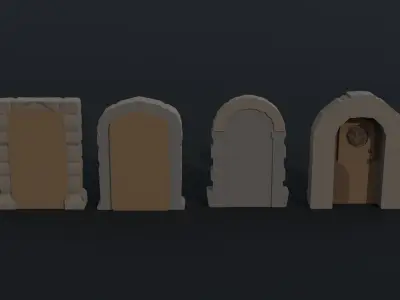 Cartoon fantasy door Polygonal Style Low-poly 3D model